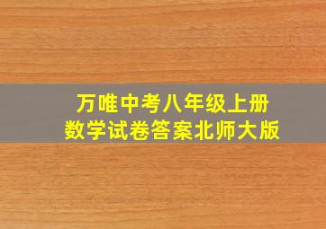 万唯中考八年级上册数学试卷答案北师大版