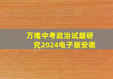 万唯中考政治试题研究2024电子版安徽