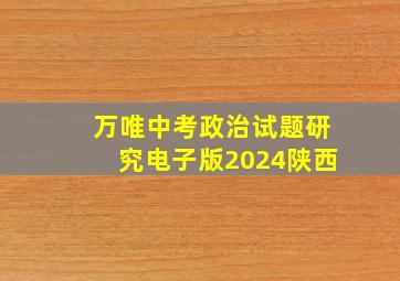 万唯中考政治试题研究电子版2024陕西