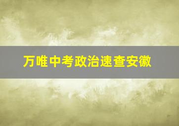 万唯中考政治速查安徽