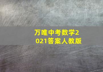 万唯中考数学2021答案人教版