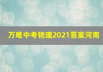 万唯中考物理2021答案河南