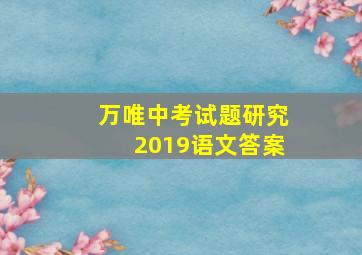 万唯中考试题研究2019语文答案