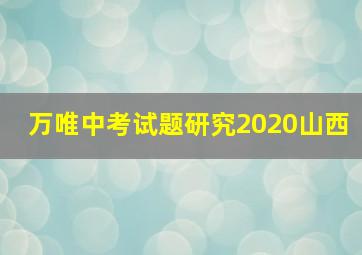 万唯中考试题研究2020山西