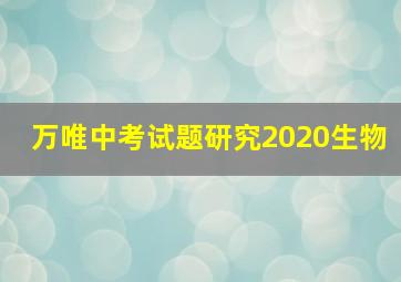 万唯中考试题研究2020生物