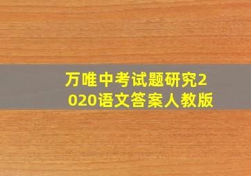 万唯中考试题研究2020语文答案人教版