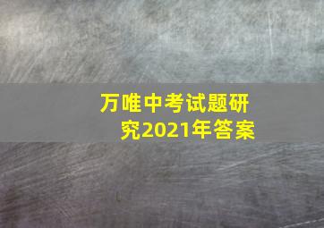 万唯中考试题研究2021年答案