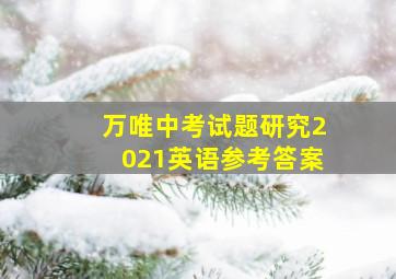 万唯中考试题研究2021英语参考答案