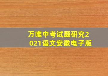 万唯中考试题研究2021语文安徽电子版