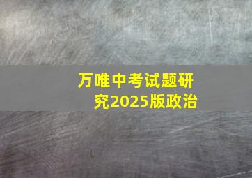 万唯中考试题研究2025版政治