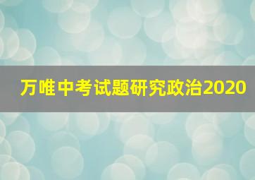 万唯中考试题研究政治2020