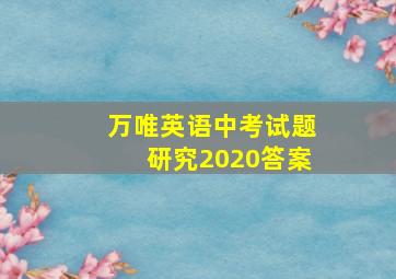 万唯英语中考试题研究2020答案