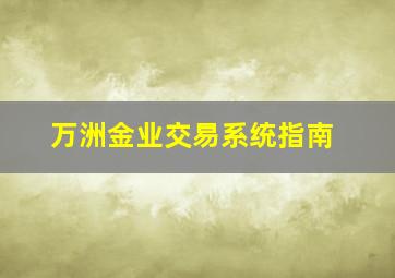 万洲金业交易系统指南