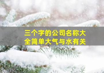 三个字的公司名称大全简单大气与水有关