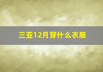 三亚12月穿什么衣服