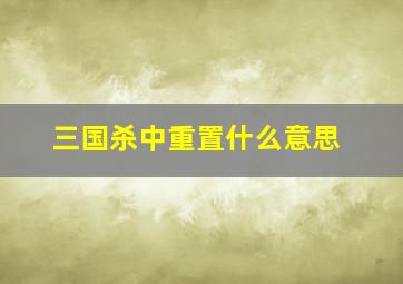 三国杀中重置什么意思