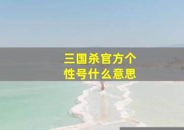 三国杀官方个性号什么意思