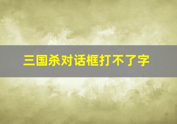 三国杀对话框打不了字