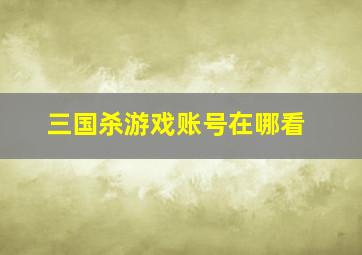 三国杀游戏账号在哪看