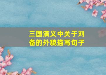 三国演义中关于刘备的外貌描写句子