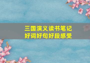 三国演义读书笔记好词好句好段感受