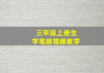 三年级上册生字笔顺视频教学