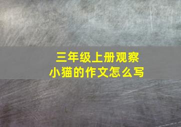 三年级上册观察小猫的作文怎么写