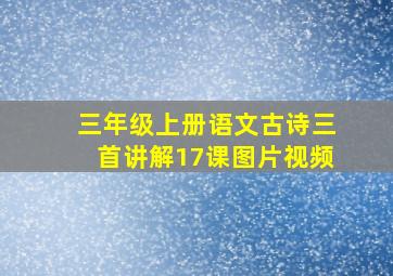 三年级上册语文古诗三首讲解17课图片视频