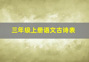 三年级上册语文古诗表