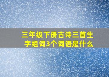 三年级下册古诗三首生字组词3个词语是什么