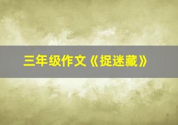 三年级作文《捉迷藏》