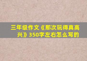 三年级作文《那次玩得真高兴》350字左右怎么写的