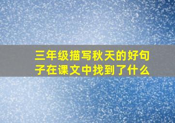 三年级描写秋天的好句子在课文中找到了什么