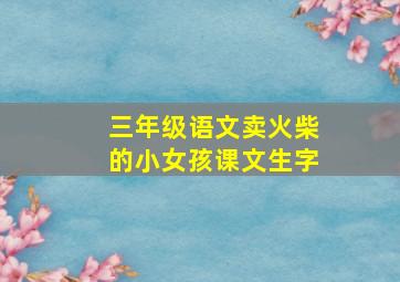 三年级语文卖火柴的小女孩课文生字