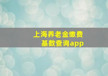 上海养老金缴费基数查询app