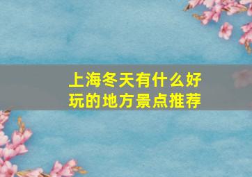 上海冬天有什么好玩的地方景点推荐