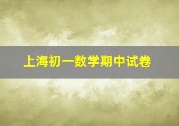 上海初一数学期中试卷