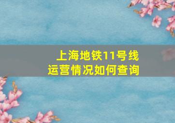 上海地铁11号线运营情况如何查询