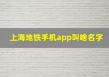 上海地铁手机app叫啥名字