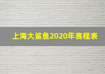 上海大鲨鱼2020年赛程表