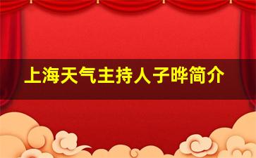 上海天气主持人子晔简介