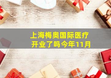 上海梅奥国际医疗开业了吗今年11月