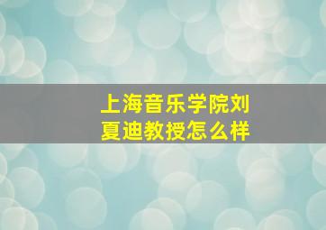 上海音乐学院刘夏迪教授怎么样