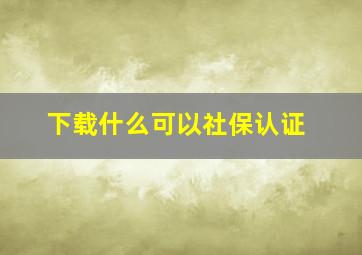 下载什么可以社保认证