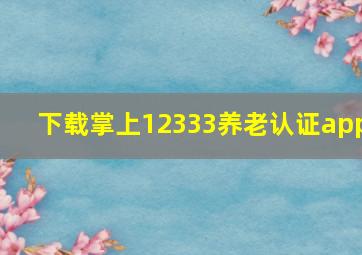 下载掌上12333养老认证app