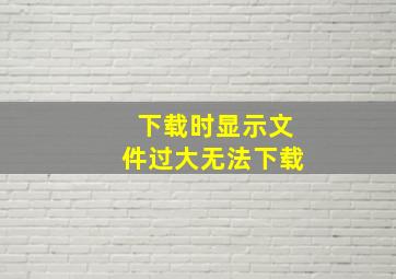 下载时显示文件过大无法下载