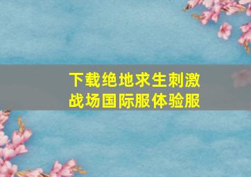 下载绝地求生刺激战场国际服体验服