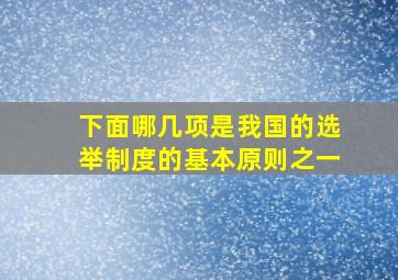 下面哪几项是我国的选举制度的基本原则之一