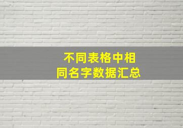 不同表格中相同名字数据汇总