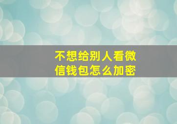 不想给别人看微信钱包怎么加密